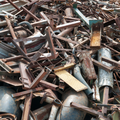 Mixed scrap metal being converted to cash